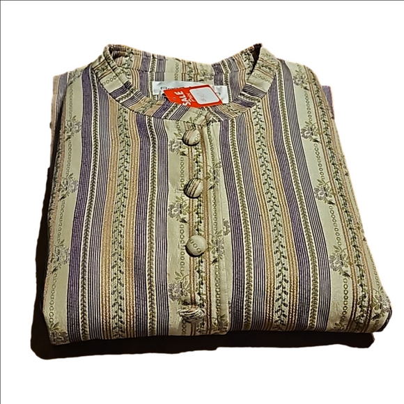 Vtg Rena Rowan Womens Silk Blend Blazer Jacket Gold Purple Floral Print Plus - Picture 4 of 14